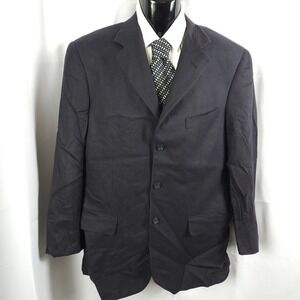 Hartz & Co Worsted Cashmere Blazer Men 40R Navy Blue 3 Button